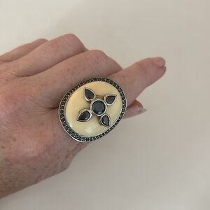 Miriam Salat Salon Ring - ivory, jet and silver